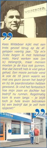 Oud krantenartikel over de start van Kees Wildeboer, met zijn portret en een foto van het pand.